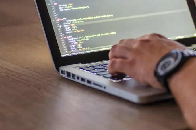 Code view symbolizing UI component development in healthcare