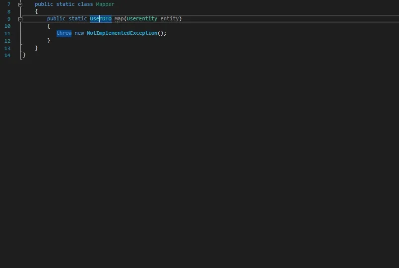 Animation of the Mapping Generator as an AutoMapper alternative